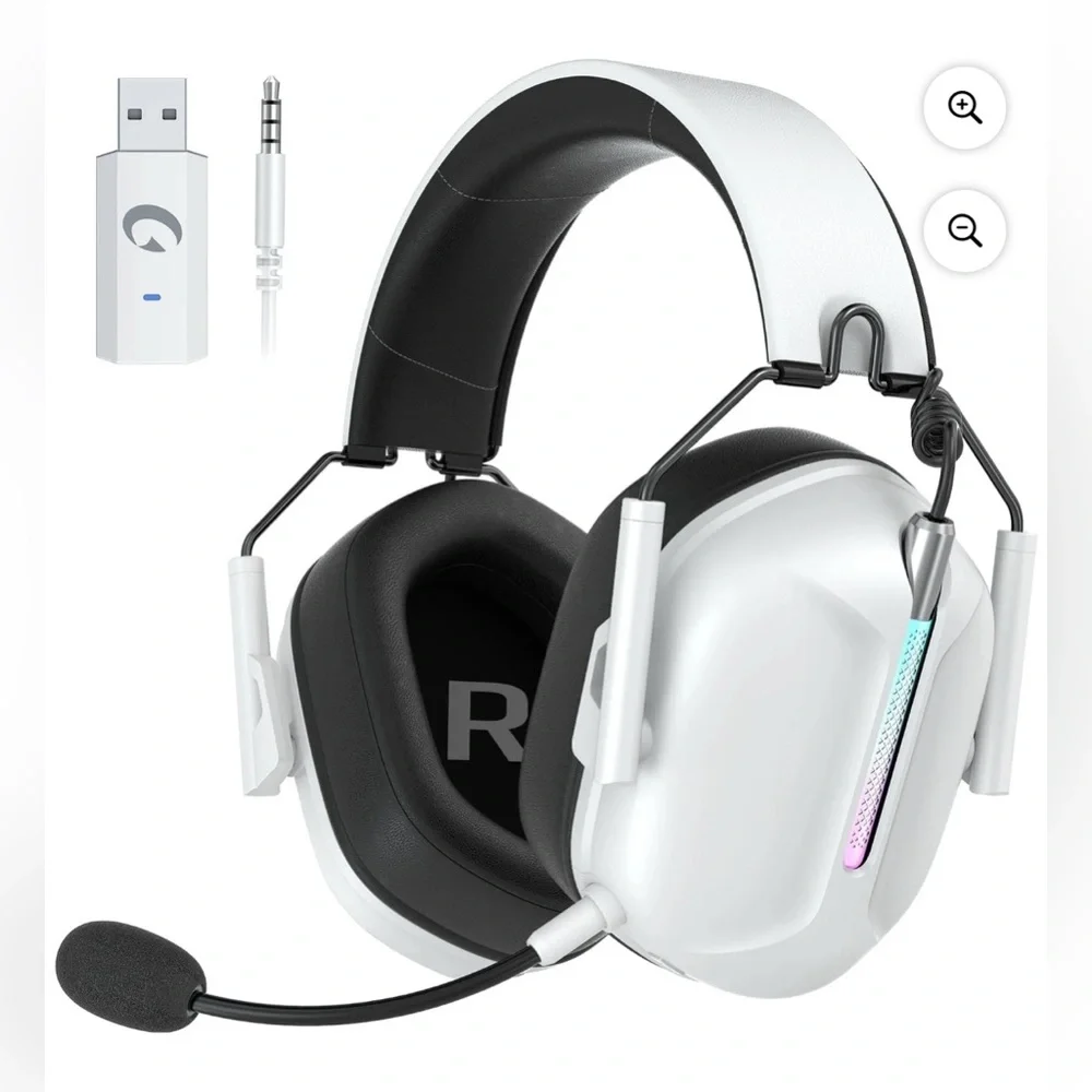 Wireless Gaming Headset with RGB Lighting - White